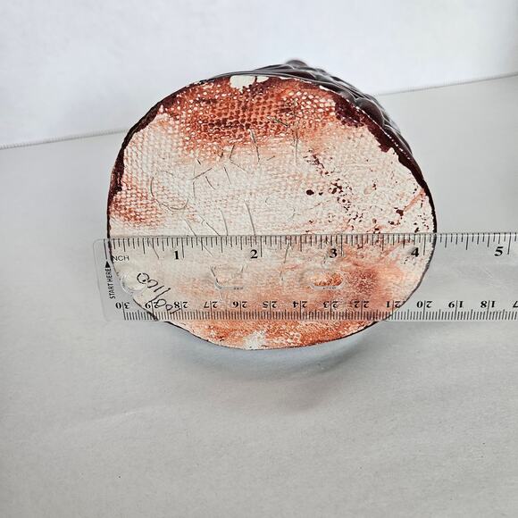 Signed Rustic Swirl Coiled Free Form Design Brown & Gold Pottery Vase - Picture 10 of 11